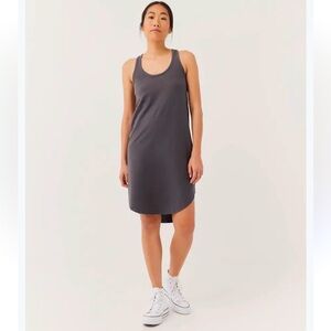 Pact Field Racerback Dress Women’s Sz L Gray Nubby Organic Cotton Hemp Tank Midi
